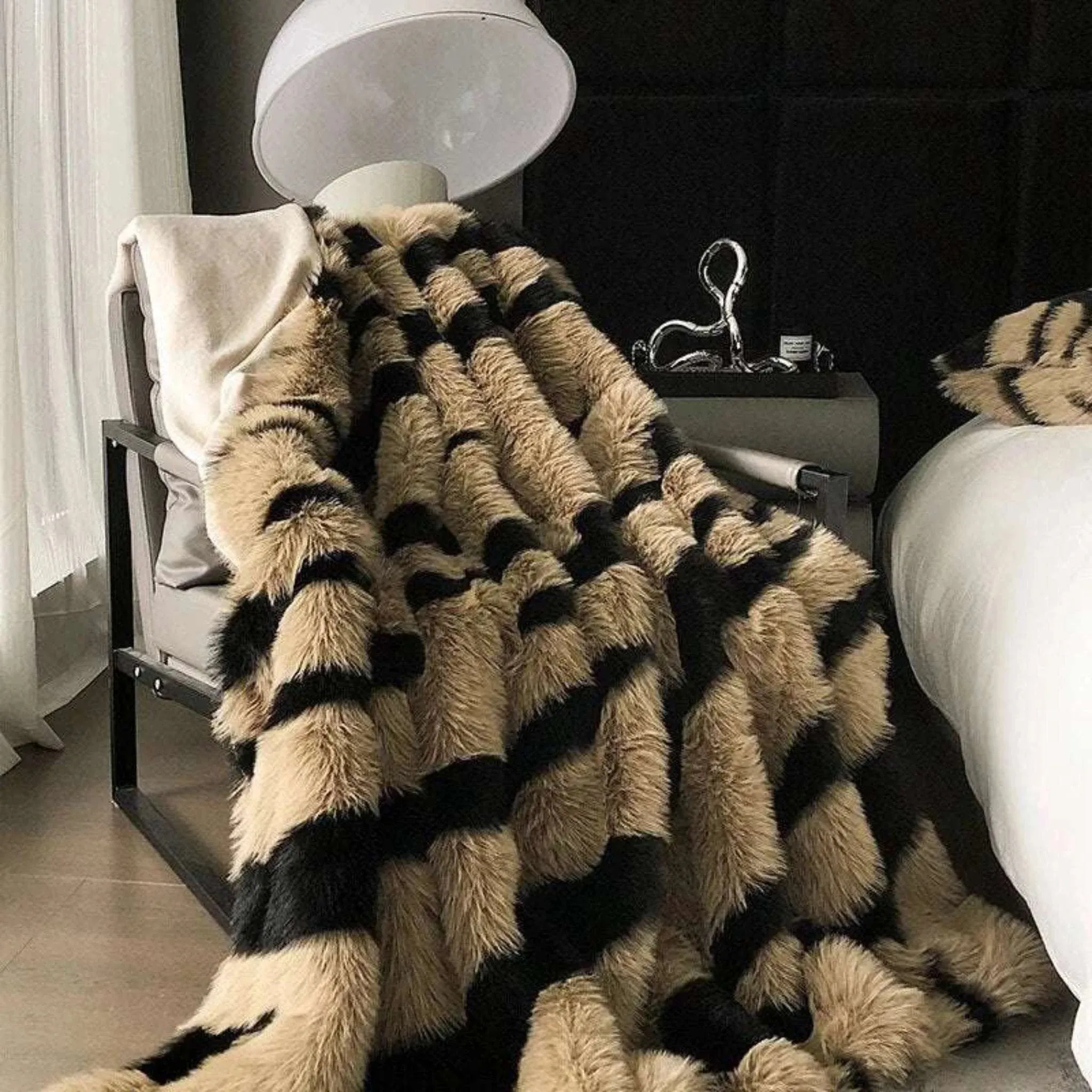 Zebra Print Luxury Faux Fur Blanket