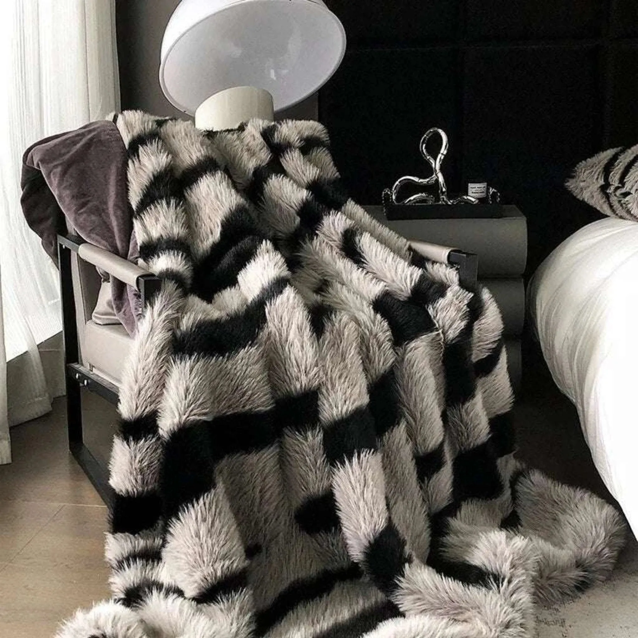 Zebra Print Luxury Faux Fur Blanket