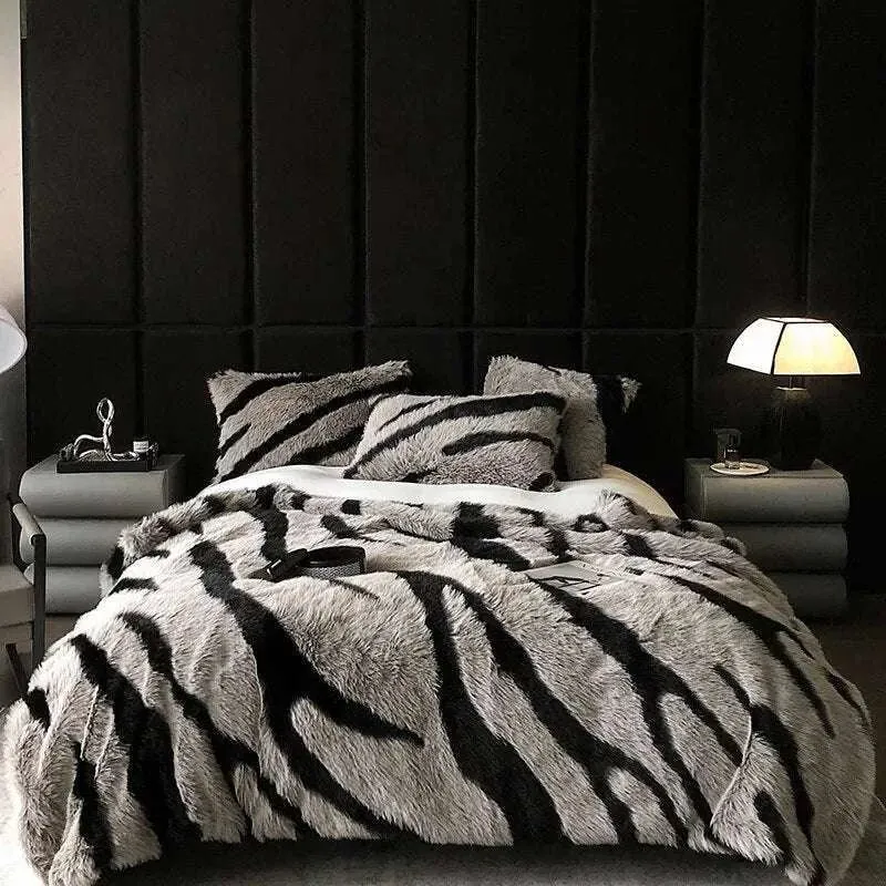 Zebra Print Luxury Faux Fur Blanket