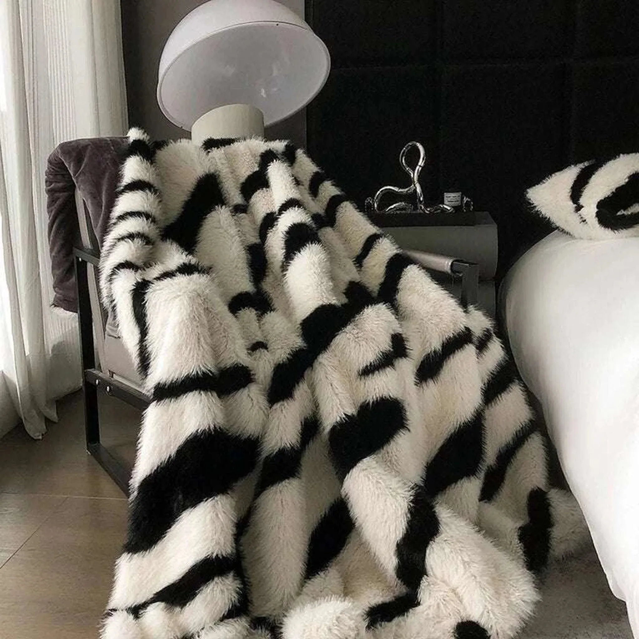 Zebra Print Luxury Faux Fur Blanket