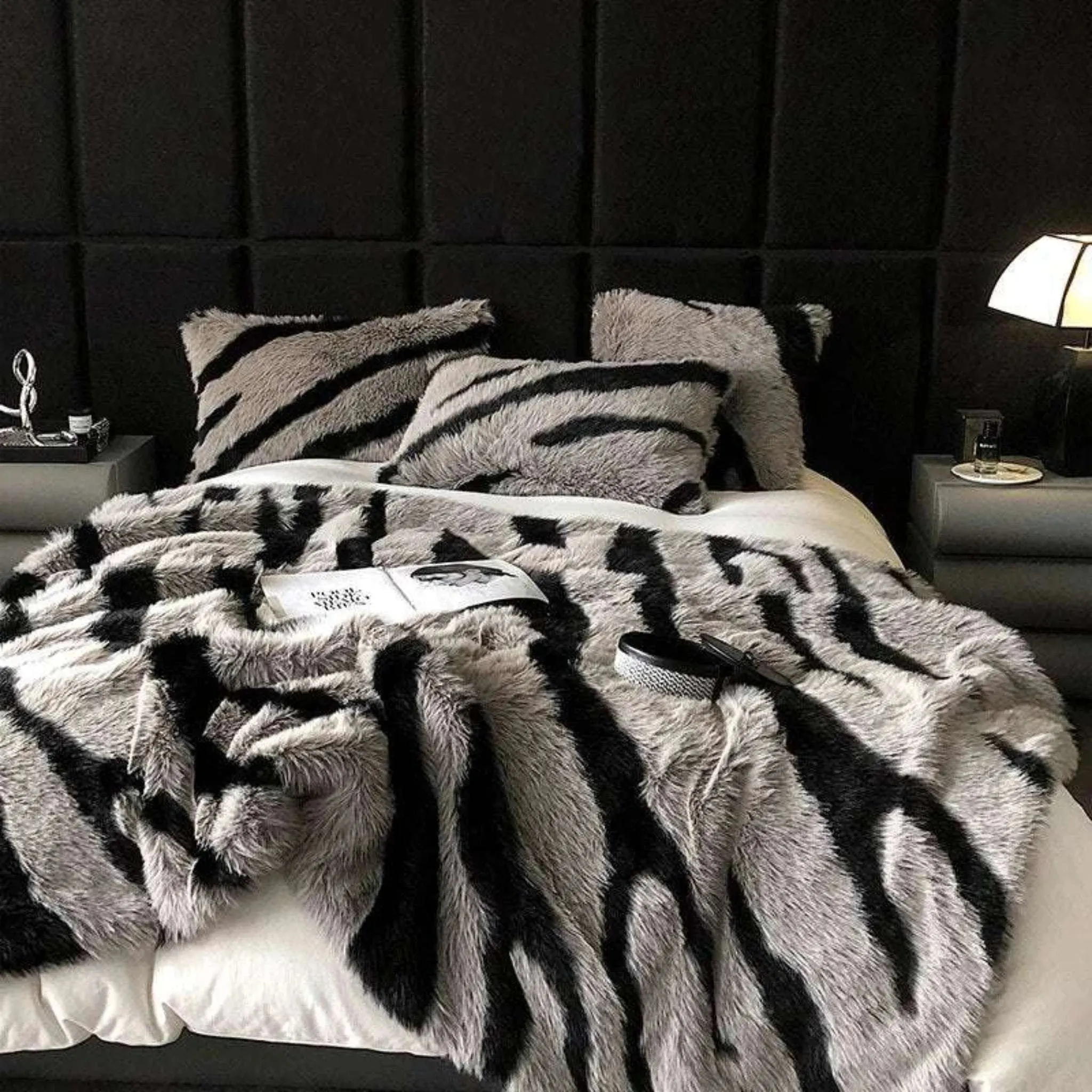 Zebra Print Luxury Faux Fur Blanket