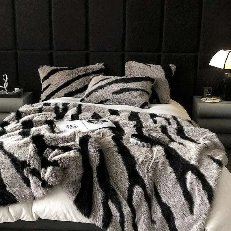 Zebra Print Luxury Faux Fur Blanket