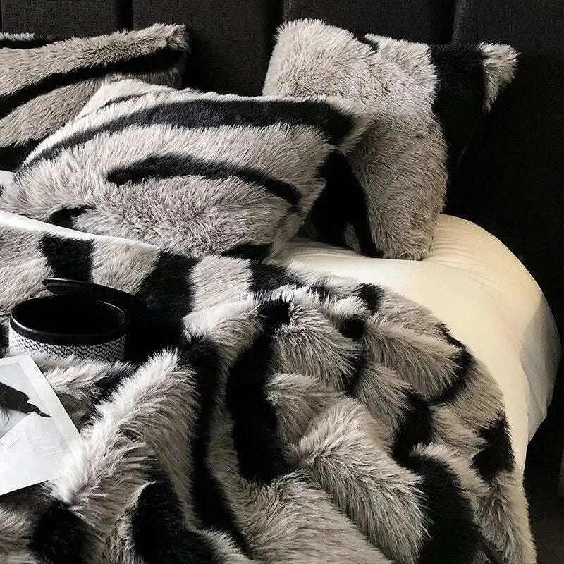 Zebra Print Luxury Faux Fur Blanket